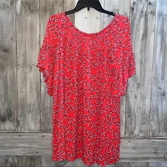 Ana Off Shoulder Floral Dress Smock Neck Flowy Sleeve Dress - Picture 4 of 8